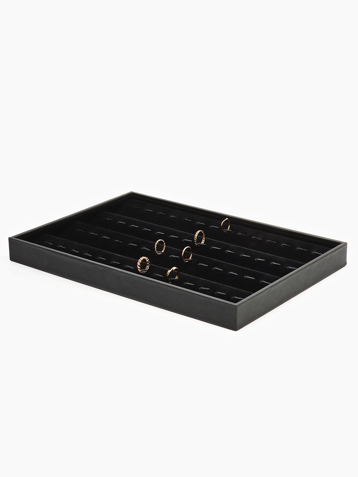 Подставка под кольца QF, с крючками 56 мест, 35×24×3 см, чёрная - Фото 1