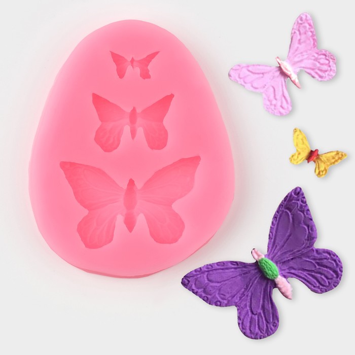 Силиконовый молд «Бабочки», 7,5×6×1 см, цвет МИКС