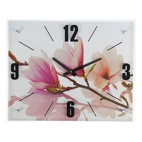 Часы настенные, серия: Цветы, "Бело-сиреневые цветы", 40х50 см