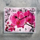 Часы-картина настенные, серия: Цветы, "Розовые орхидеи с узором", 20х25  см - фото 4224330