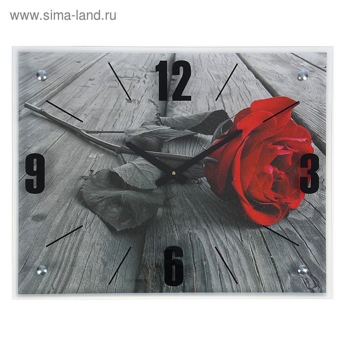 Часы настенные, серия: Цветы, "Красная роза", 40х50  см, микс - Фото 1