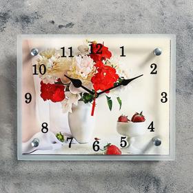 Часы настенные, серия: Цветы, "Цветы в вазе", 20х25 см