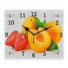 Часы-картина настенные, серия: Кухня, "Абрикосы и клубника", 20х25  см - фото 4085278
