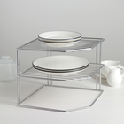 Подставка для посуды, 2 яруса, 25×25×20 см, цвет хром - Фото 1