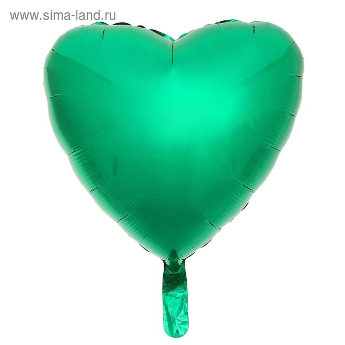 Шар фольгированный 18", сердце, металл, цвет зелёный - Фото 1