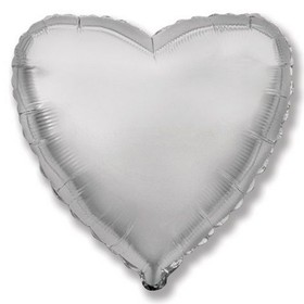 Шар фольгированный 18" "Сердце" без рисунка, металл, цвет серебристый