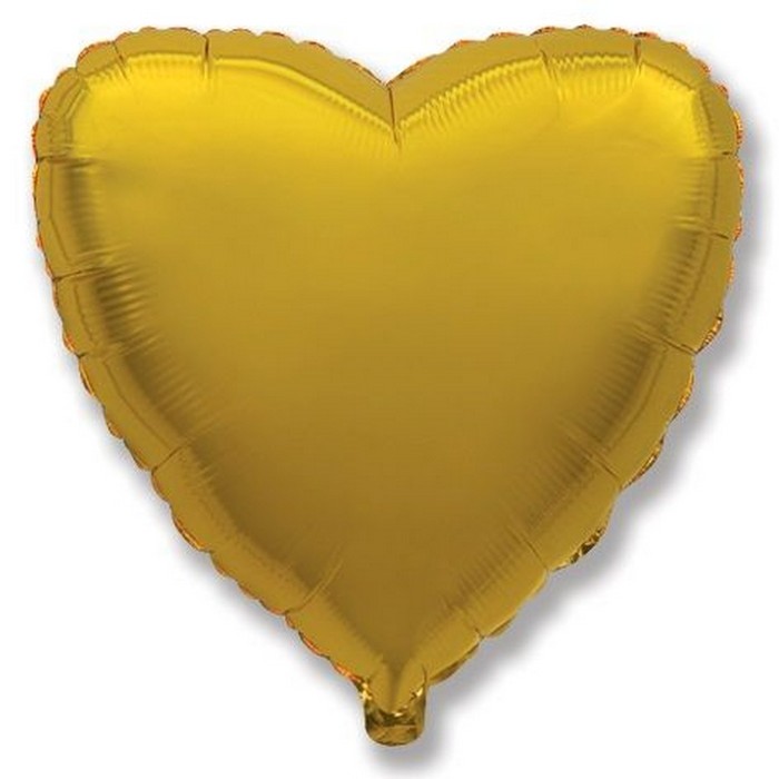 Шар фольгированный 18" "Сердце" без рисунка, металл, цвет золотой - Фото 1