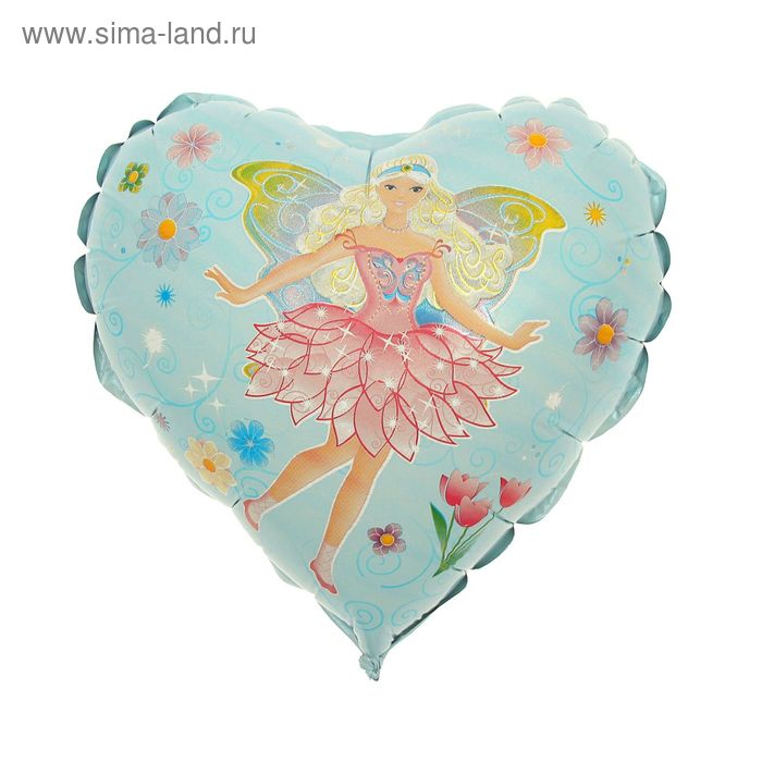 Шар фольгированный 9" "Фея", сердце, цвет голубой - Фото 1