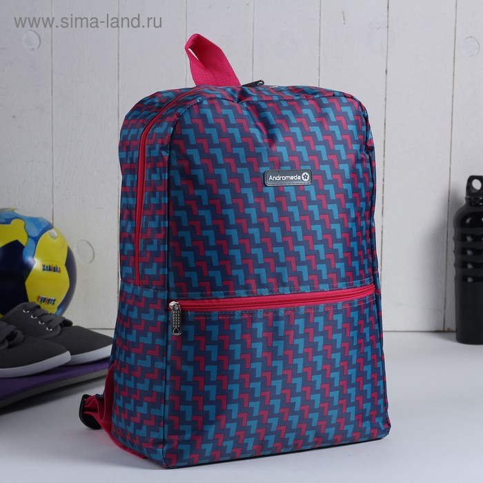 Рюкзак молодежный на молнии, 1 отделение, 1 наружный карман, розовый/голубой - Фото 1
