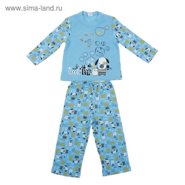 Пижама с начёсом для мальчика "Щенок", рост 122-128 см (64), цвет бирюза, принт Р227606 - Фото 1