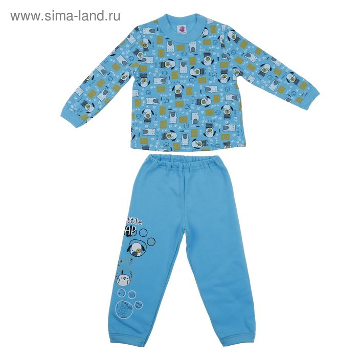 Пижама с начёсом для мальчика "Щенок", рост 80-86 см (52), цвет бирюза, принт Р227605 - Фото 1