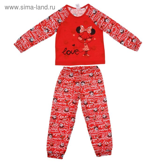 Пижама для девочки "Микки", рост 86-92 см (52), цвет красный Р207642 - Фото 1