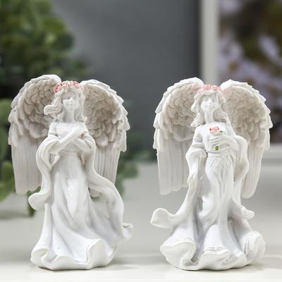 Фигурка полистоун «Ангел-девушка в розовом венке - надежда», 5×7.5×4 см, МИКС