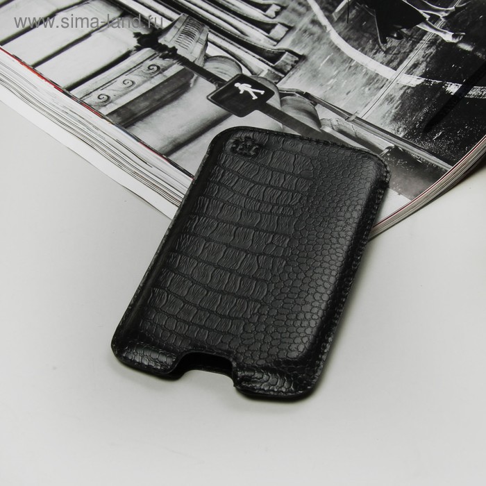 Чехол-кармашек "Norton" для телефона, рептилия, цвет чёрный - Фото 1
