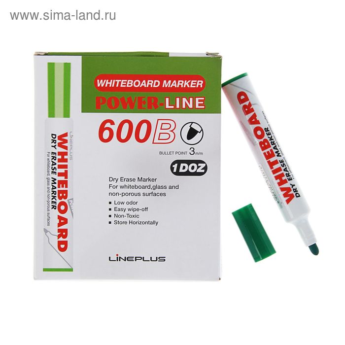 Маркер для доски 3.0 мм, Line Plus 600B, зелёный - Фото 1