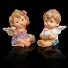 Сувенир полистоун "Ангелочек-малыш с игрушкой/корзинкой" 5,5х5х6,5 см МИКС - Фото 2