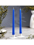 Набор свечей витых, 2.2×25 см, лакированная 2 шт., синий  (артикул 1245126)  большой выбор товаров оптом и в розницу по низким ценам с доставкой