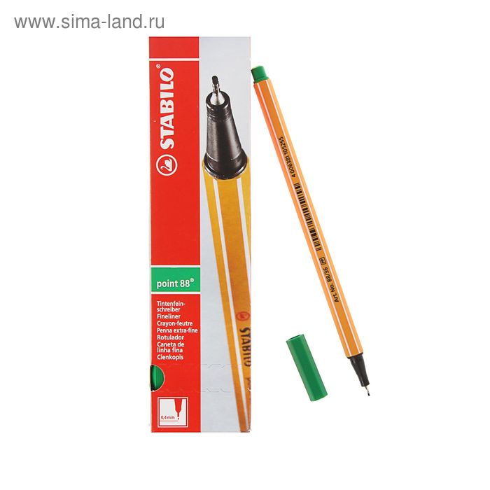 Ручка капиллярная Stabilo point 88 0.4 мм чернила зеленые - Фото 1