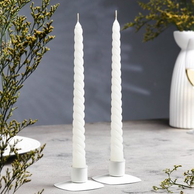 Набор свечей витых, 2.2×25 см, лакированная 2 шт., белый