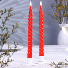 Набор свечей витых, 2,2х 25  см, лакированная 2 штуки, красный - фото 24962037
