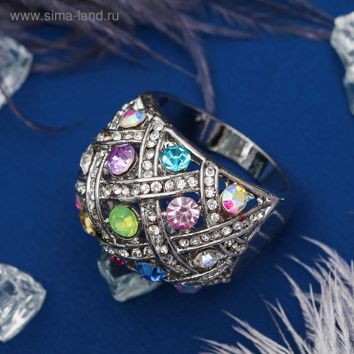 Кольцо «Плетёное», цветное в серебре, размер 16,17,18 МИКС - Фото 1