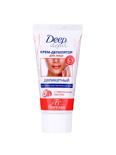 Деликатный крем-депилятор Floresan Deep Depil для удаления волос на лице с маслом персика, 50 мл
