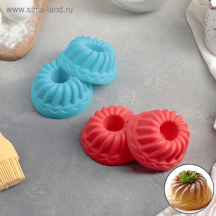 Набор силиконовых форм для выпечки Доляна «Пальчики оближешь», 7×3 см, 6 шт, цвет МИКС - Фото 1