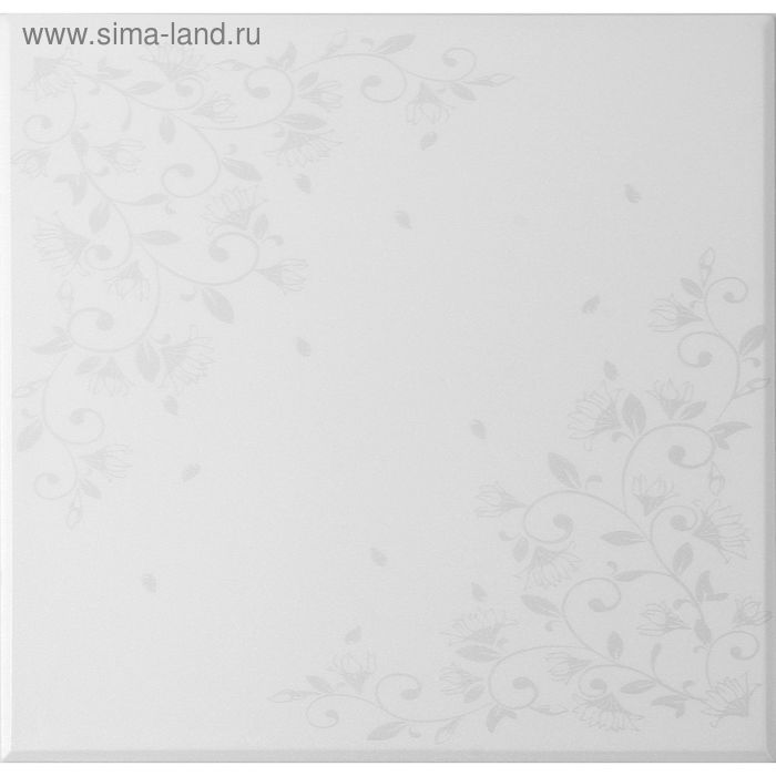 Плита потолочная "Цветочный узор", цвет серебро - Фото 1
