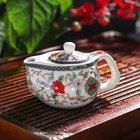 Чайник керамический заварочный с металлическим ситом «Цветы», 200 мл - фото 18424273