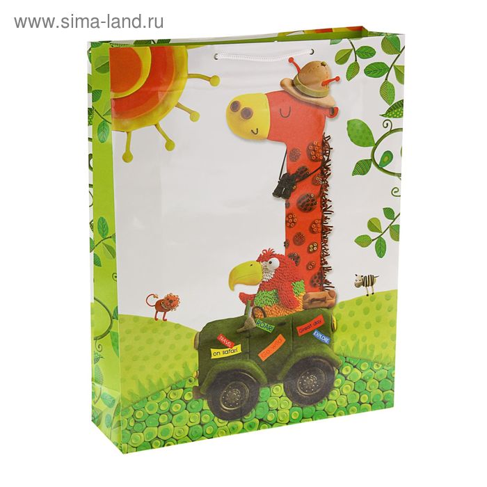 Пакет подарочный "Жираф Марти", 41 х 33 х 10 см, Marzipan - Фото 1