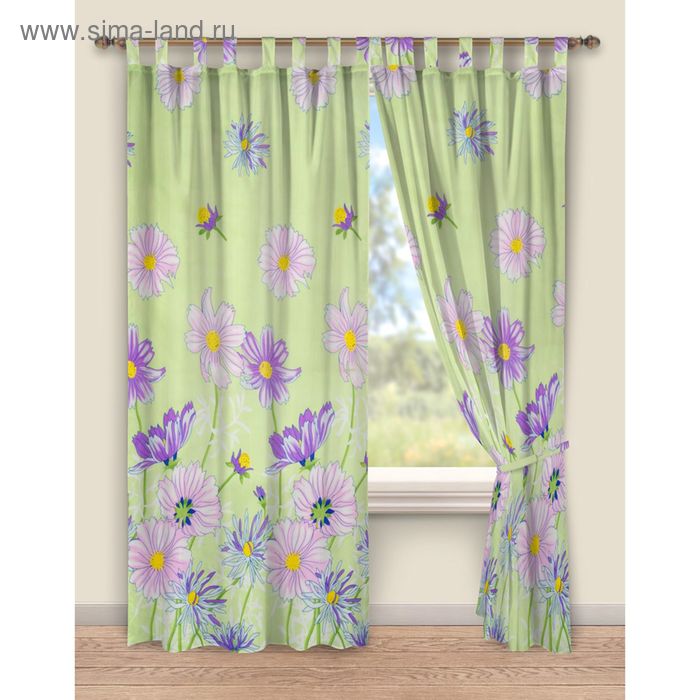 Комплект штор на петлях, размер 140х220 см-2шт., микрофибра, рисунок 2008 - Фото 1