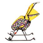 Санки коляска DamiBaby с 4 колёсиками, цвет жёлтый с рисунком - Фото 3