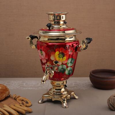 Самовар электрический «Жостово на красном», рюмка, 3 л