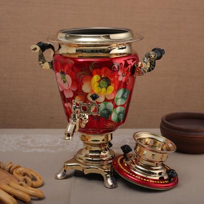 Самовар электрический «Жостово на красном», рюмка, 3 л