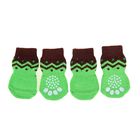 Носки хлопковые нескользящие, размер S, набор 4 шт, зелено-черные - Фото 1