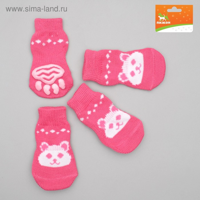 Носки нескользящие, размер L (3,5/5 х 8 см), набор 4 шт, микс расцветок для девочки - Фото 1