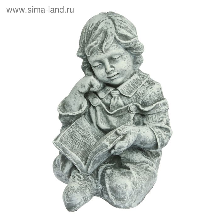Садовая фигура "Мальчик с книгой" 43*30см антик серый - Фото 1