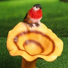 Садовая фигура "Гриб рыжик с птичкой" 20х22х32см - Фото 5