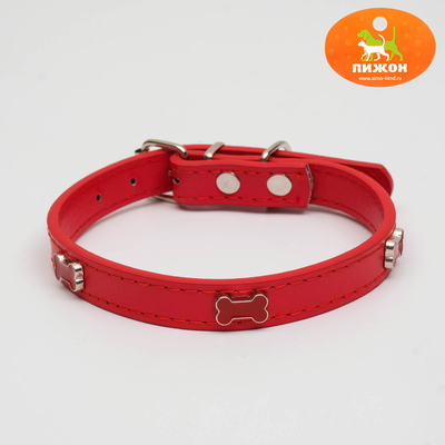 Ошейник "Бакалавр" 37 х 1,5 см, искусственная кожа, красный