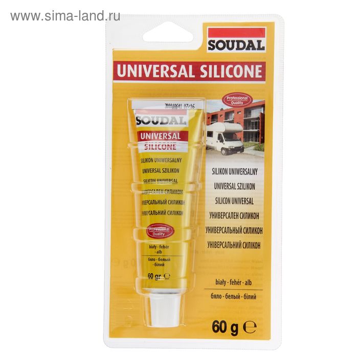 Герметик Soudal, силиконовый, универсальный, белый, 60 гр - Фото 1