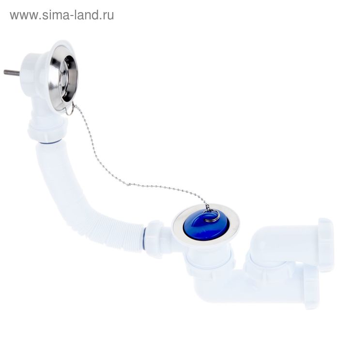 Сифон для ванны Aquant, 1 1/2" х 40 мм, с выпуском и переливом, с металлической решеткой - Фото 1