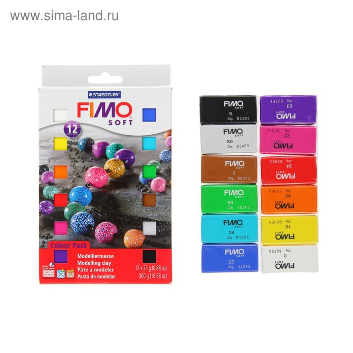 Набор пластики - полимерной глины FIMO soft, 12 цветов по 25 г, половинчатые блоки - Фото 1