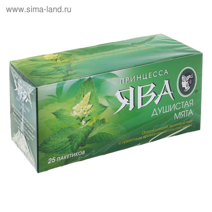 Чай зеленый "Принцесса Ява", мята, 25 пакетиков*1,5 г - Фото 1