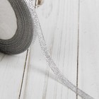 Лента парчовая, 6мм, 30м, цвет серебристый - Фото 2