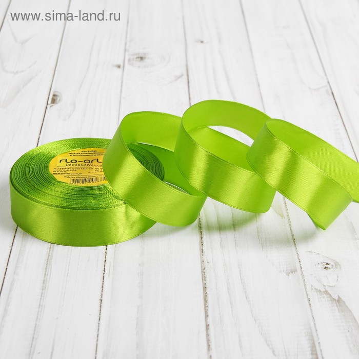 Лента атласная, 25 мм, 35 м, цвет зелёный - Фото 1