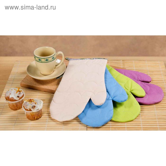 Рукавичка стеганая Рейнбоу, размер 30х17 см, цвет лайм - Фото 1