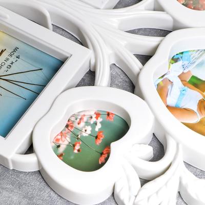 Фоторамка-коллаж на 5 фото 5.5×7 см, 9.5×11 см, 10×15 см, 10×10 см «Яблоня», белая, 39.5×27.5×2 см