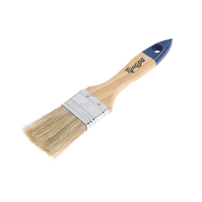 Кисть плоская ТУНДРА, натуральная щетина, деревянная рукоятка, 1.5, 38 мм