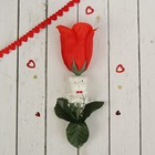 Аксессуар для букета "Цветочек" красный с мишкой - Фото 1
