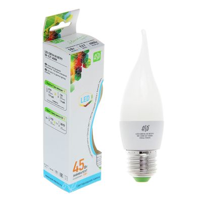 Лампа светодиодная ASD, Е27, 5 Вт, 160-260 В, 4000 К, "свеча на ветру"